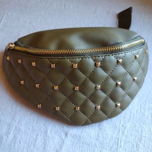 NWT Quilted Studded Olive Green Belt Bag